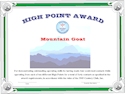High Point Mountain Goat Cert